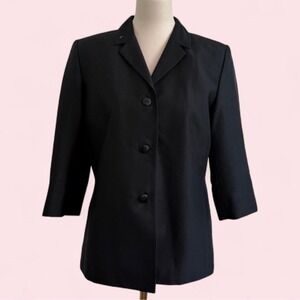 Vintage Travis Ayers 100% Silk Black Blazer — Size 12